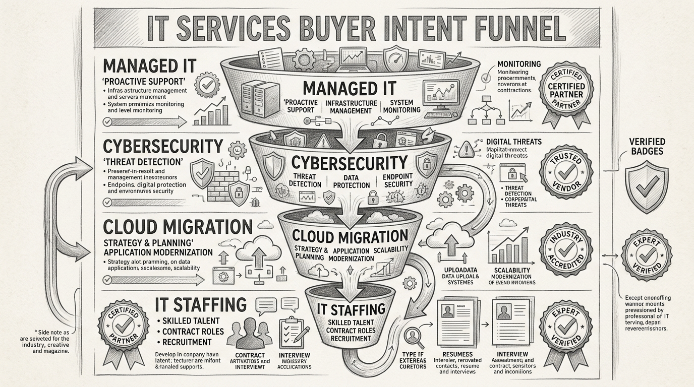 Infographic showing IT services lead generation and buyer profiles
