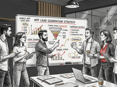 p mobile app lead gen hero - lead generation illustration for LeadPot