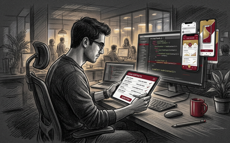 p mobile app leads hero - lead generation illustration for LeadPot