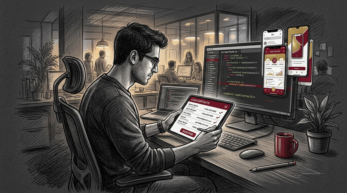 p mobile app leads hero - lead generation illustration for LeadPot