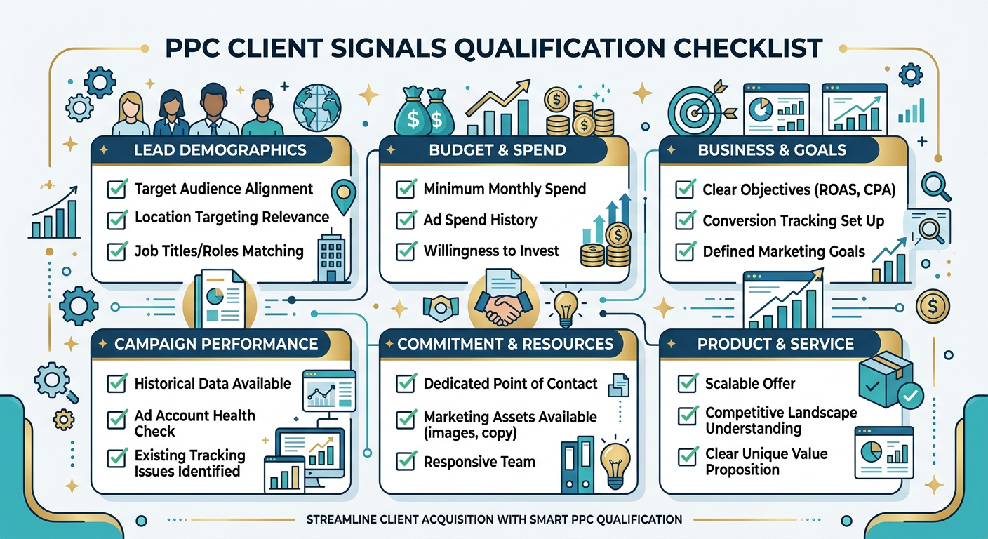 PPC Lead Generation for Agencies - Illustration PPC client signals qualification checklist