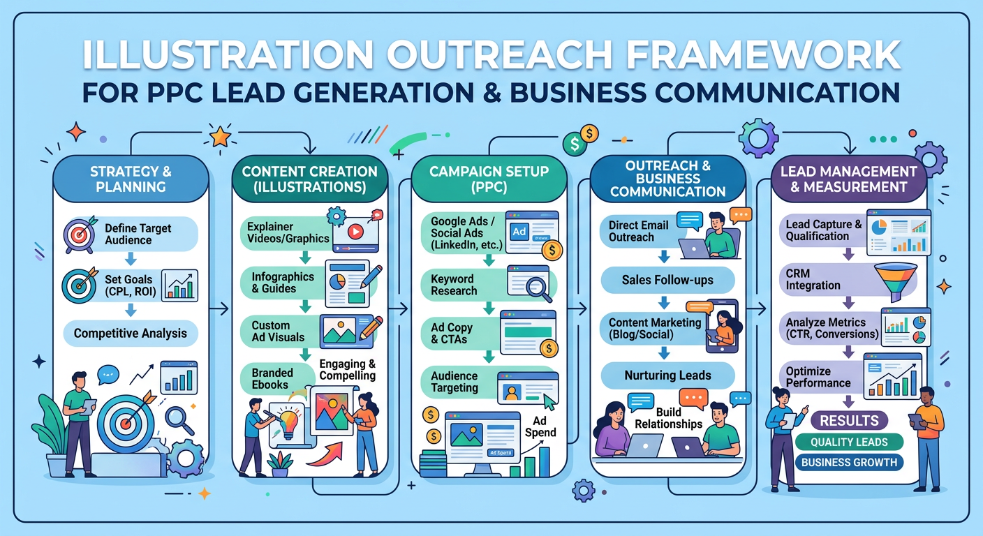 PPC Lead Generation for Agencies - Illustration outreach framework for PPC lead generation