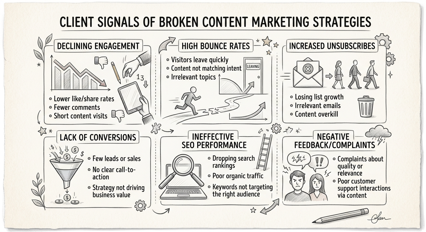 How to Find Content Marketing Clients - Infographic content marketing client signals broken strategies