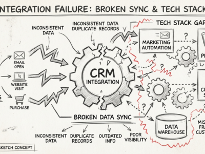 Crm Integration Lead Generation For Agencies - Infographic CRM integration client signals broken data sync tech stack gaps