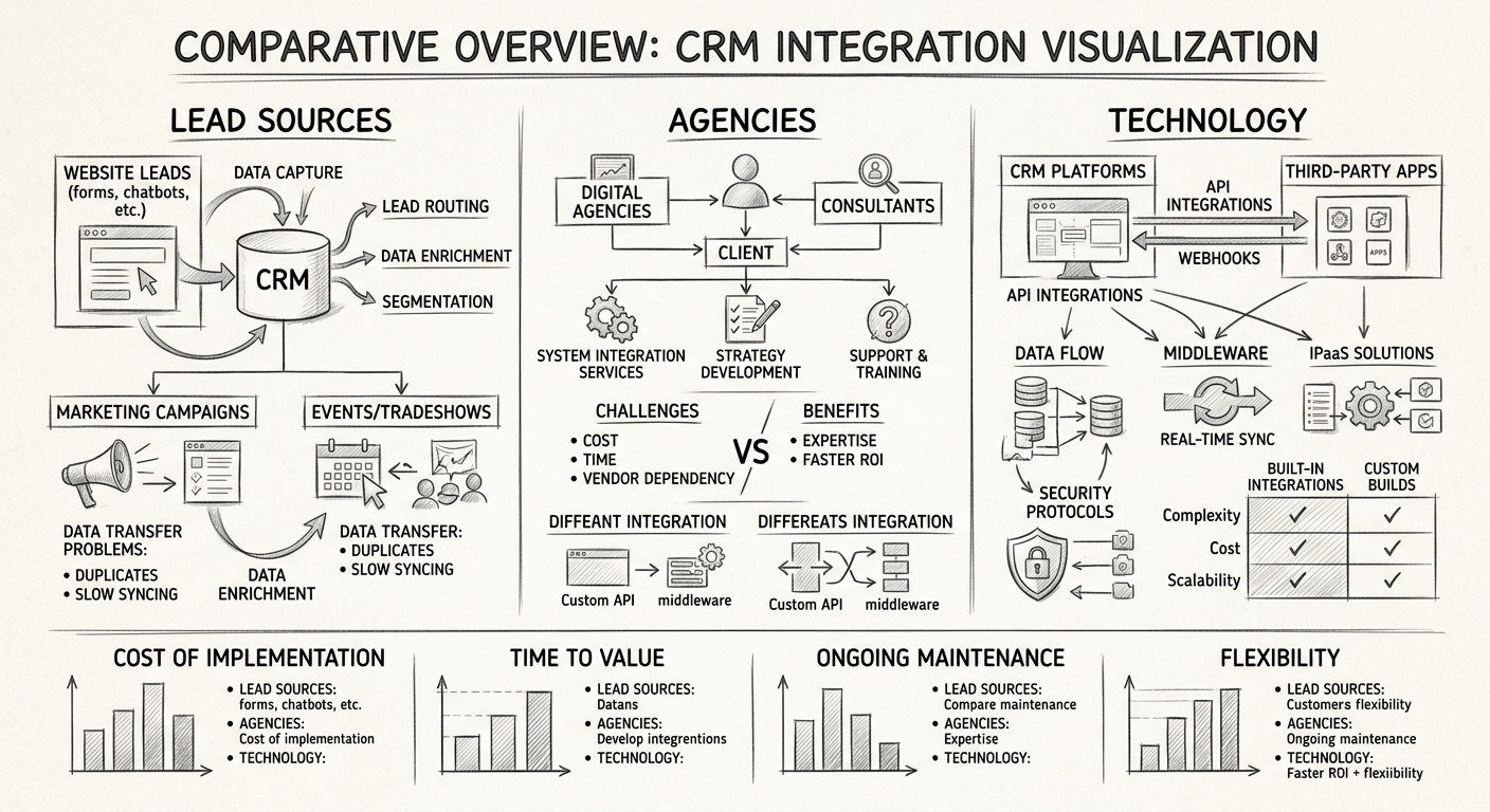 Crm Integration Lead Generation For Agencies - Infographic comparing CRM integration lead sources agencies technology visualization