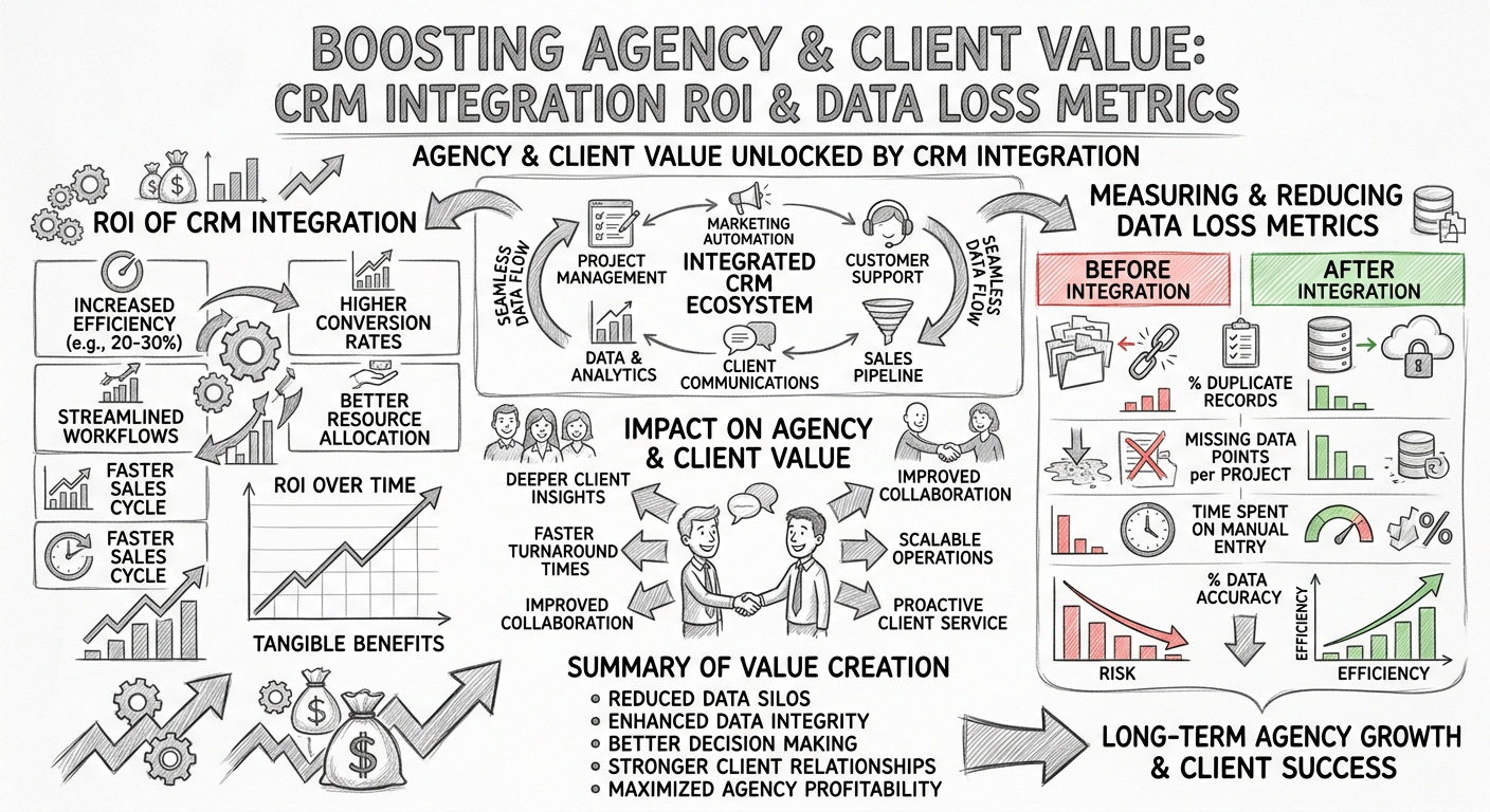 Crm Integration Lead Generation For Agencies - Infographic CRM integration ROI data loss metrics agency client value