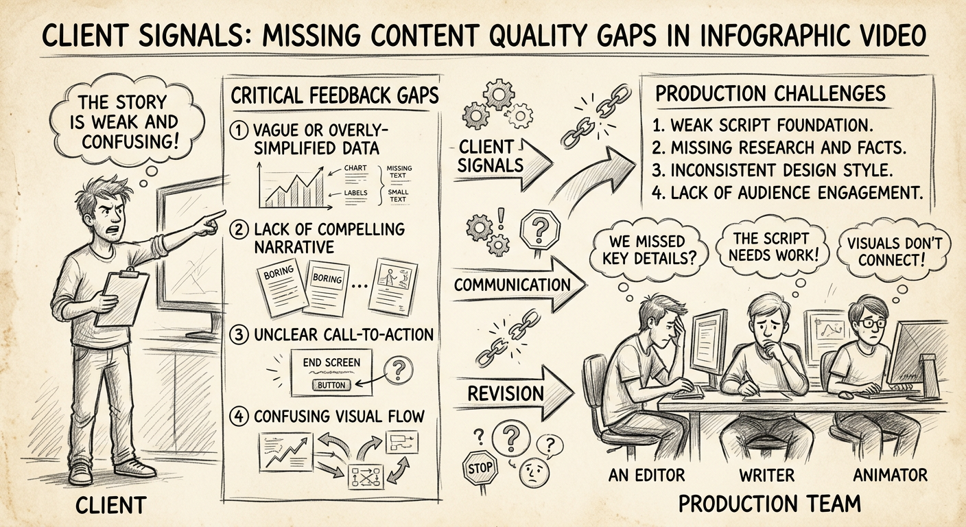 Video Production Lead Generation For Agencies - Infographic video production client signals missing content quality gaps