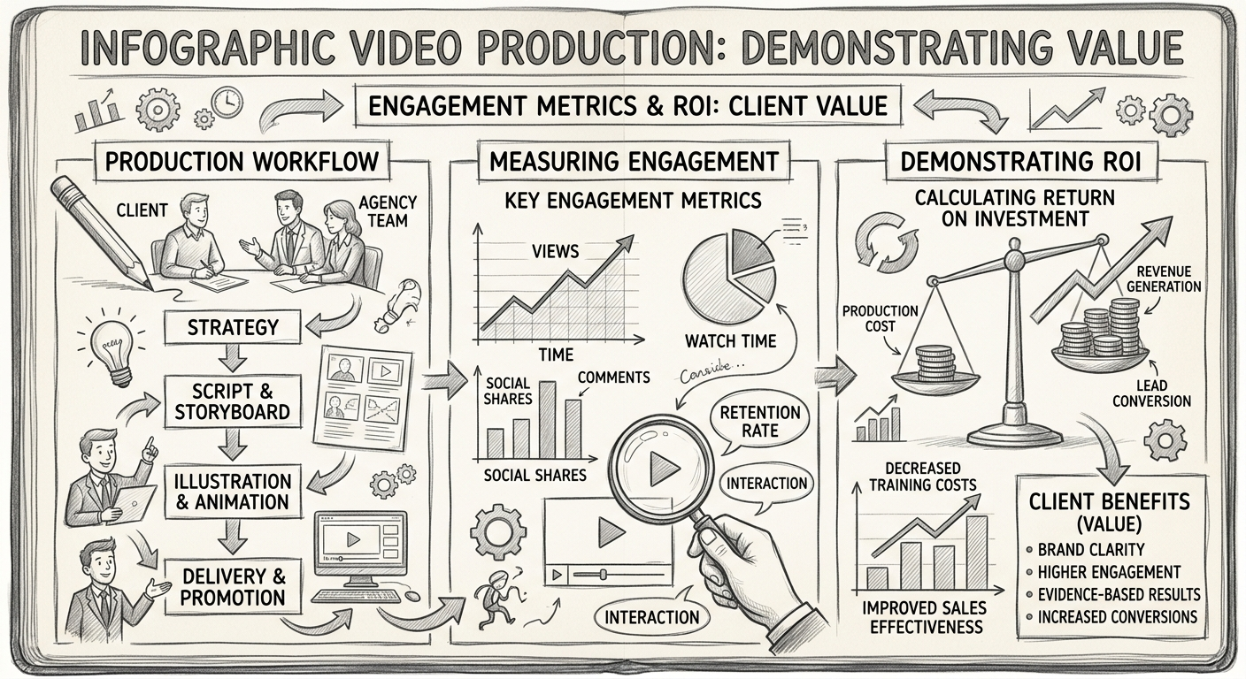 Video Production Lead Generation For Agencies - Infographic video production ROI engagement metrics agency client value