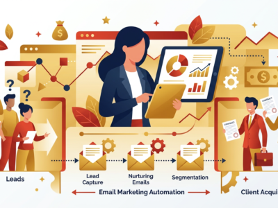 Email Marketing Lead Generation for Agencies - Professional illustration email marketing lead generation email automation client acquisition modern